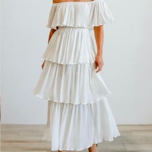White pleated dress